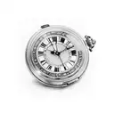 A vintage pocket watch with intricate details and skyscrapers reflected in its glass, symbolizing the timeless beauty of old money tattoo design idea