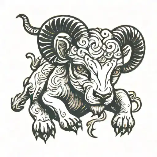 puppy aries zodiac sign tattoo design idea