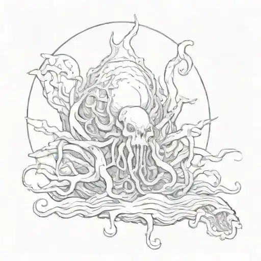 lovecraftian  cosmic horror tattoo design idea