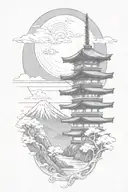 Add one mount fuji on background tattoo design idea