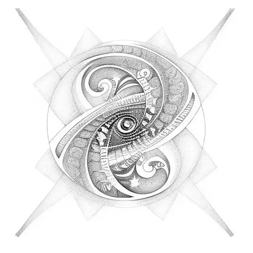 Fibonnaci spiral and bass clef tattoo design idea