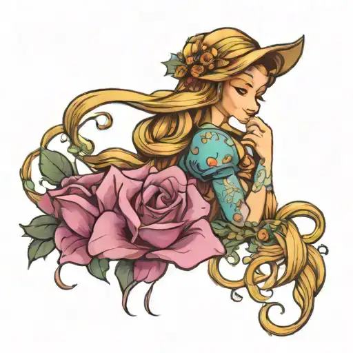 a reference to the film Rapunzel, a fleur-de-lis tattoo design idea