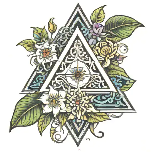 ayahuasca flower and vines with pyramid emerging tattoo design idea