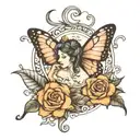el nombre Ayelen con un infinito y una mariposa tattoo design idea