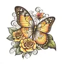 el nombre Ayelen con un infinito y una mariposa tattoo design idea