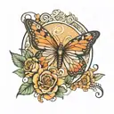 el nombre Ayelen con un infinito y una mariposa tattoo design idea