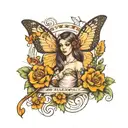 el nombre Ayelen con un infinito y una mariposa tattoo design idea