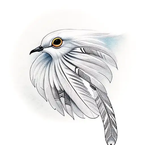 Dove with Native American feathers  tattoo design idea