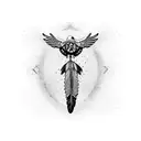 Dove with Native American feathers  tattoo design idea