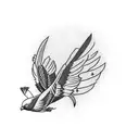 Dove with Native American feathers  tattoo design idea