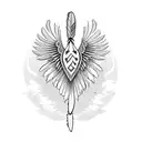 Dove with Native American feathers  tattoo design idea