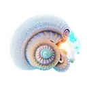 A nautilus shell floating in a sea of crystals tattoo design idea