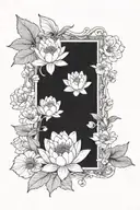 An elegant design of waterlilies and huckleberries merging into a beautiful botanical pattern tattoo design idea