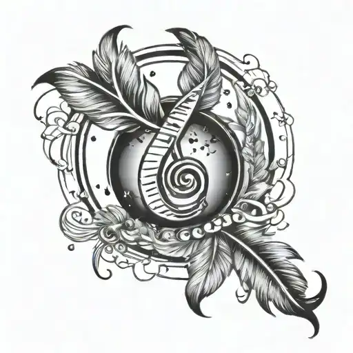 infinity, moon, paws, music, love, feather feather feather tattoo design idea