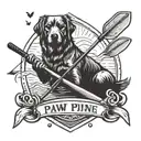 A geometric design incorporating paw prints, oars, and fishing rods, inspired by your occupation as a dog trainer/groomer and your hobbies of kayaking and fishing tattoo design idea
