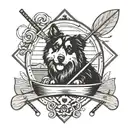 A geometric design incorporating paw prints, oars, and fishing rods, inspired by your occupation as a dog trainer/groomer and your hobbies of kayaking and fishing tattoo design idea
