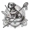 A geometric design incorporating paw prints, oars, and fishing rods, inspired by your occupation as a dog trainer/groomer and your hobbies of kayaking and fishing tattoo design idea