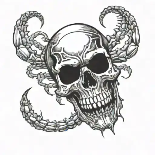 Skull scorpion crawling tattoo design idea