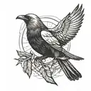 dove and a raven falling from the sun with feathers coming off of them tattoo design idea