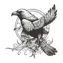 dove and a raven falling from the sun with feathers coming off of them tattoo design idea