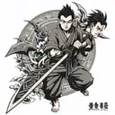 Gohan and kunai knife tattoo design idea