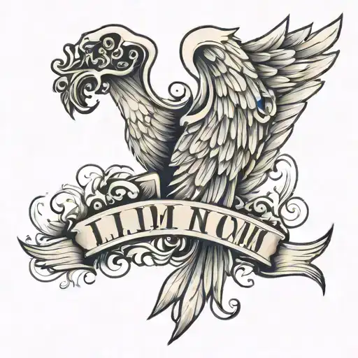 angel wings with the letters LLJM tattoo design idea