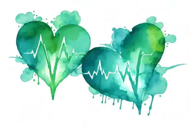 heartbeat symbol containing to two hearts tattoo design idea