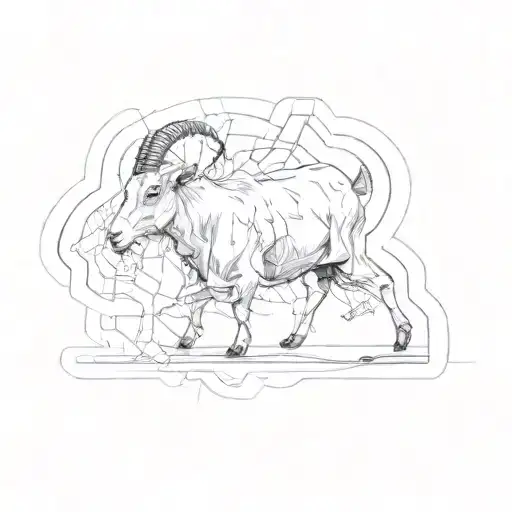 a goat with horns tattoo design idea
