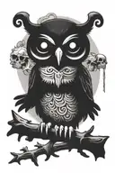owl perched on skull skull and crossbones tattoo design idea