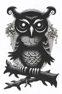 owl perched on skull skull and crossbones tattoo design idea