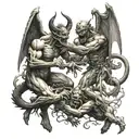 demons and angels fighting each other tattoo design idea