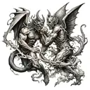 demons and angels fighting each other tattoo design idea