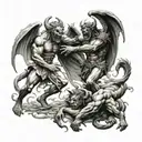 demons and angels fighting each other tattoo design idea