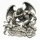 demons and angels fighting each other tattoo design idea