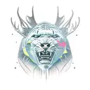 scary panther attacking a moose tattoo design idea