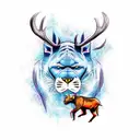 scary panther attacking a moose tattoo design idea