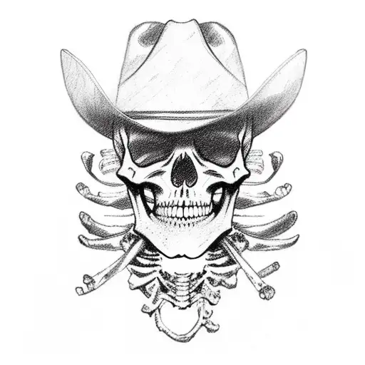 cowboy skeleton tattoo design idea