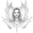 demonic angelwoman with wings tattoo design idea