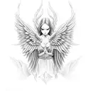 demonic angelwoman with wings tattoo design idea