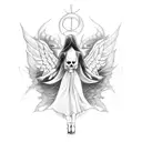 demonic angelwoman with wings tattoo design idea