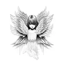 demonic angelwoman with wings tattoo design idea