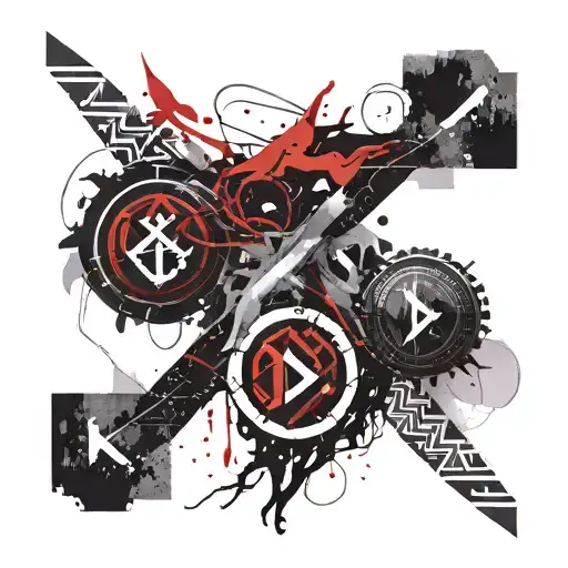 greek mythology runes such as success and good luck with gods tattoo design idea