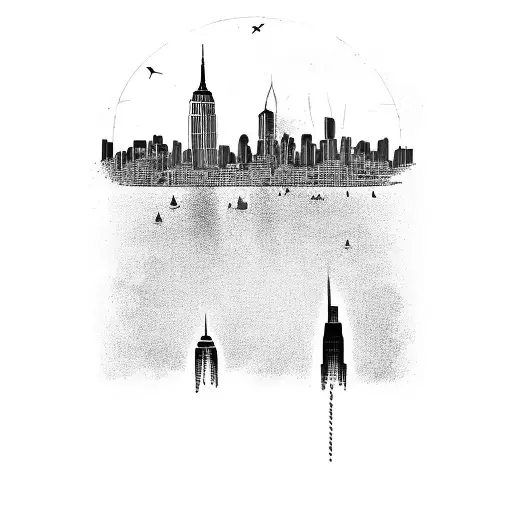 Skyline of new york city with the george washington bridge tattoo design idea