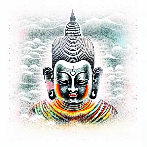 japanese evil in between gautam buddha  tattoo design idea