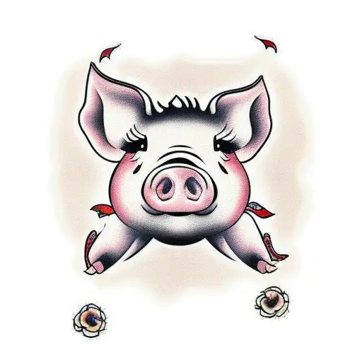 dancing pig tattoo design idea
