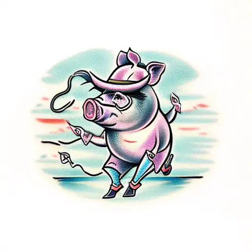 dancing pig tattoo design idea