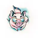 dancing pig tattoo design idea