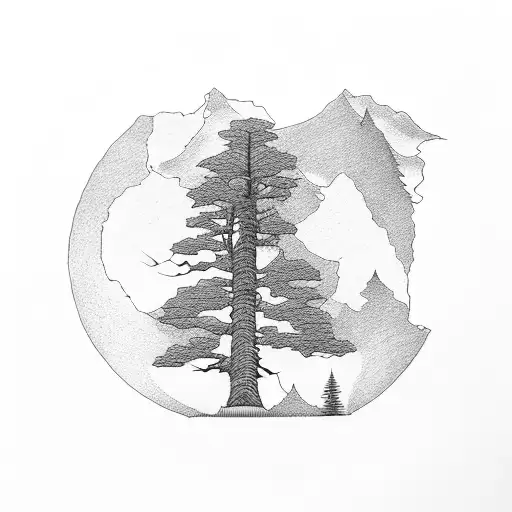 outline of Oregon with trees and a river  tattoo design idea