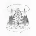 outline of Oregon with trees and a river  tattoo design idea