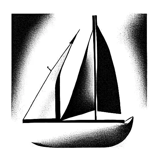 A sailboat inside a frame that slightly comes out of the frame and sails out tattoo design idea